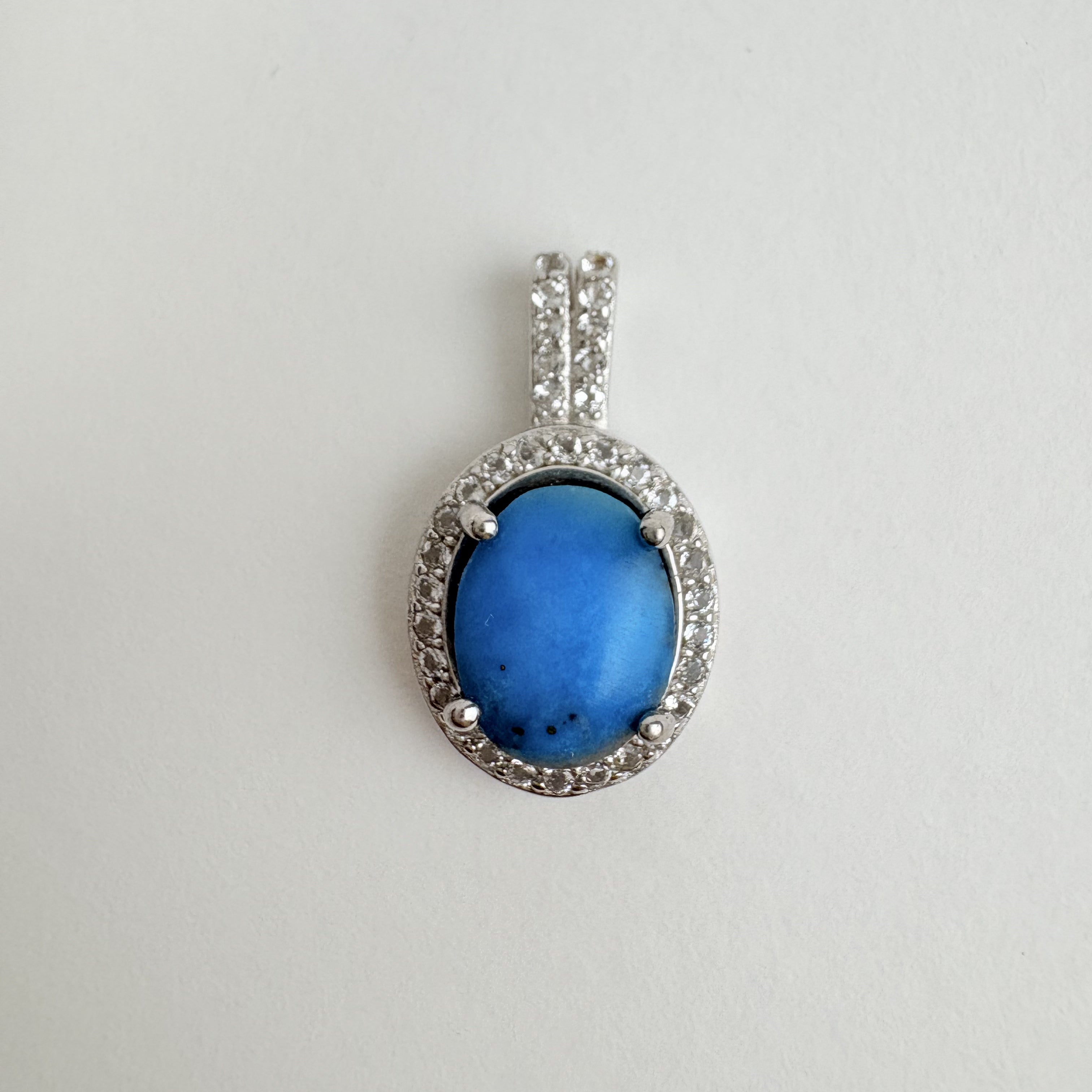 Natural Turquoise and Natural White Topaz Pendant - December Birthstone