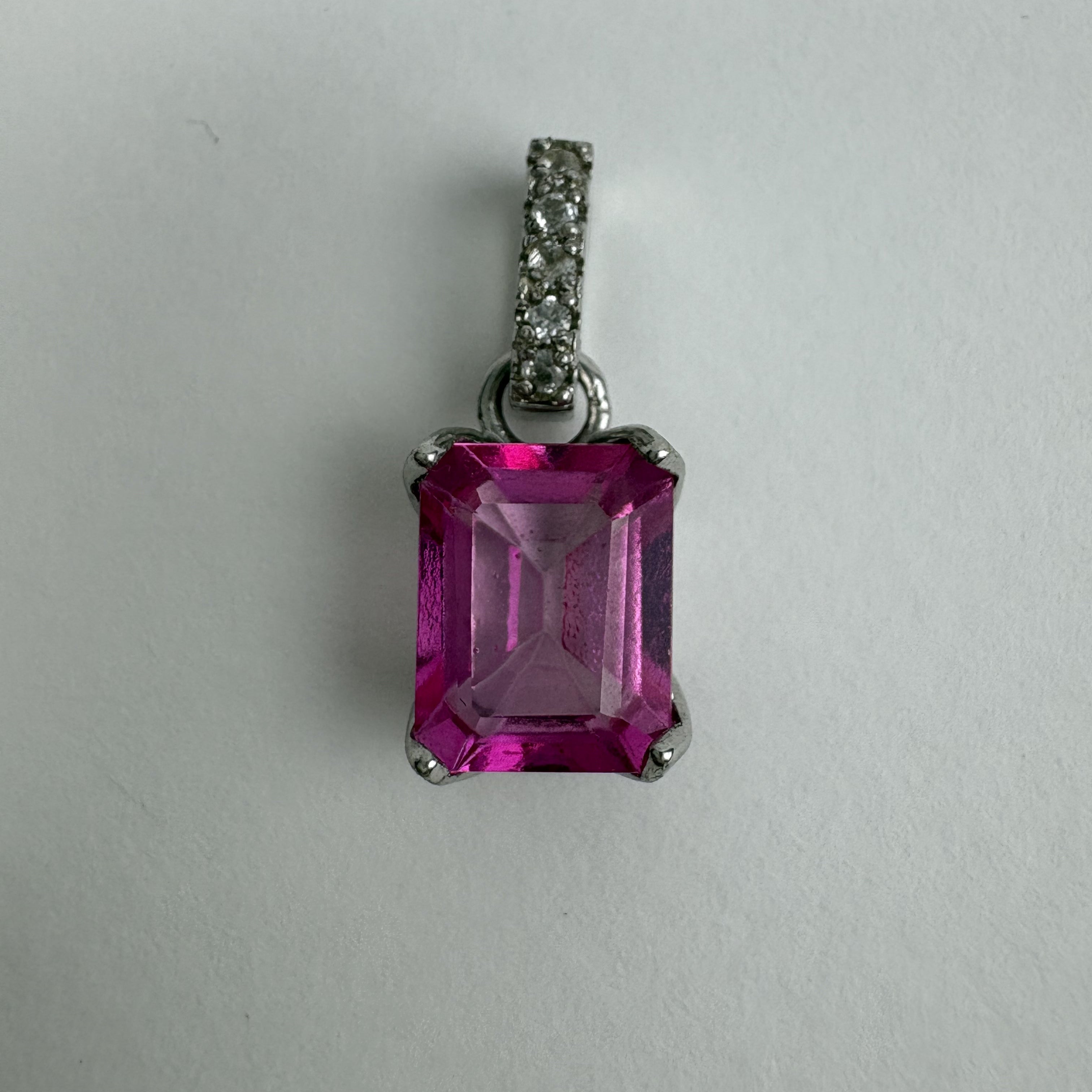 Natural Pink Blue Topaz and Natural White Topaz Pendant - November Birthstone