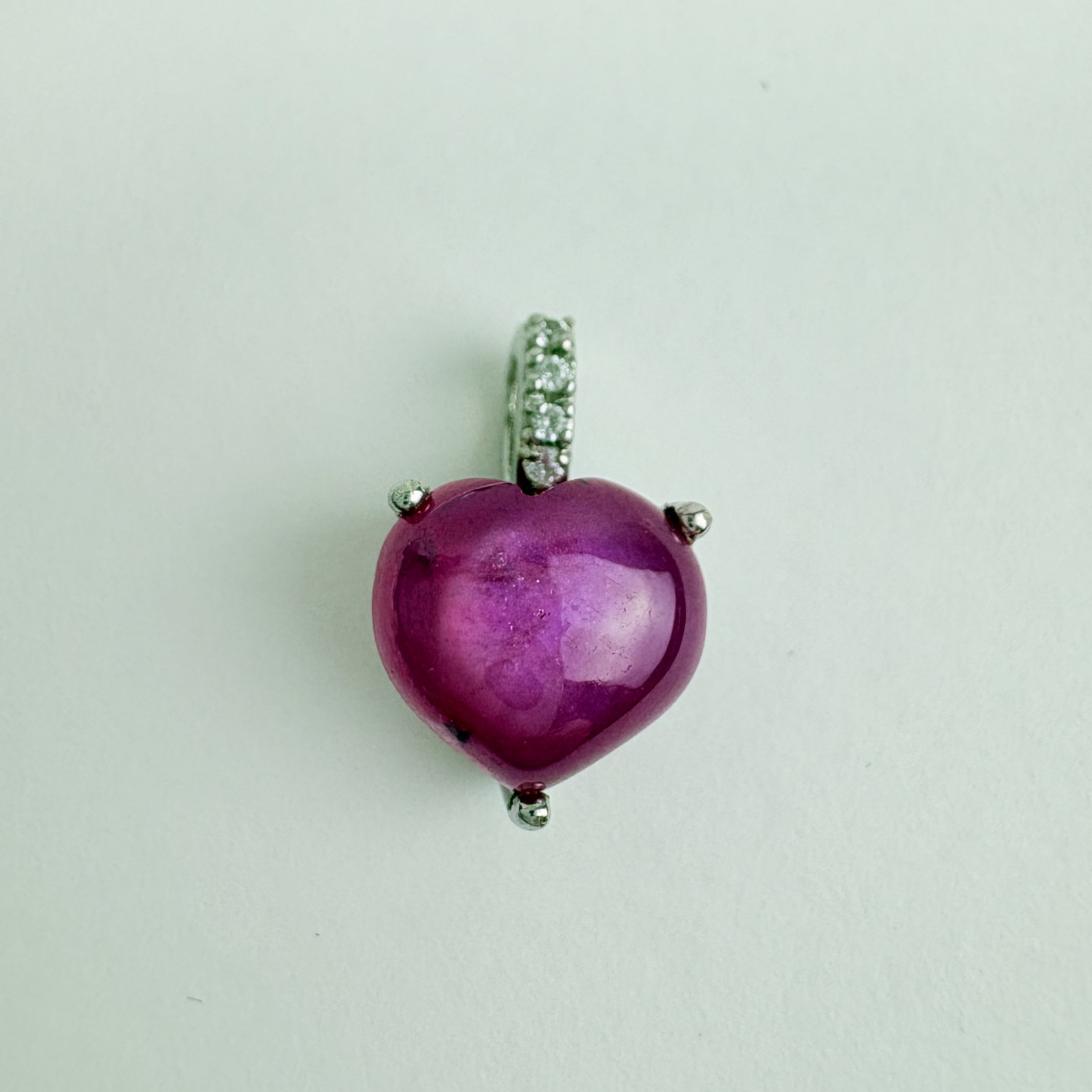 Natural Pink Ruby cabs and Natural White Topaz Pendant - July Birthstone