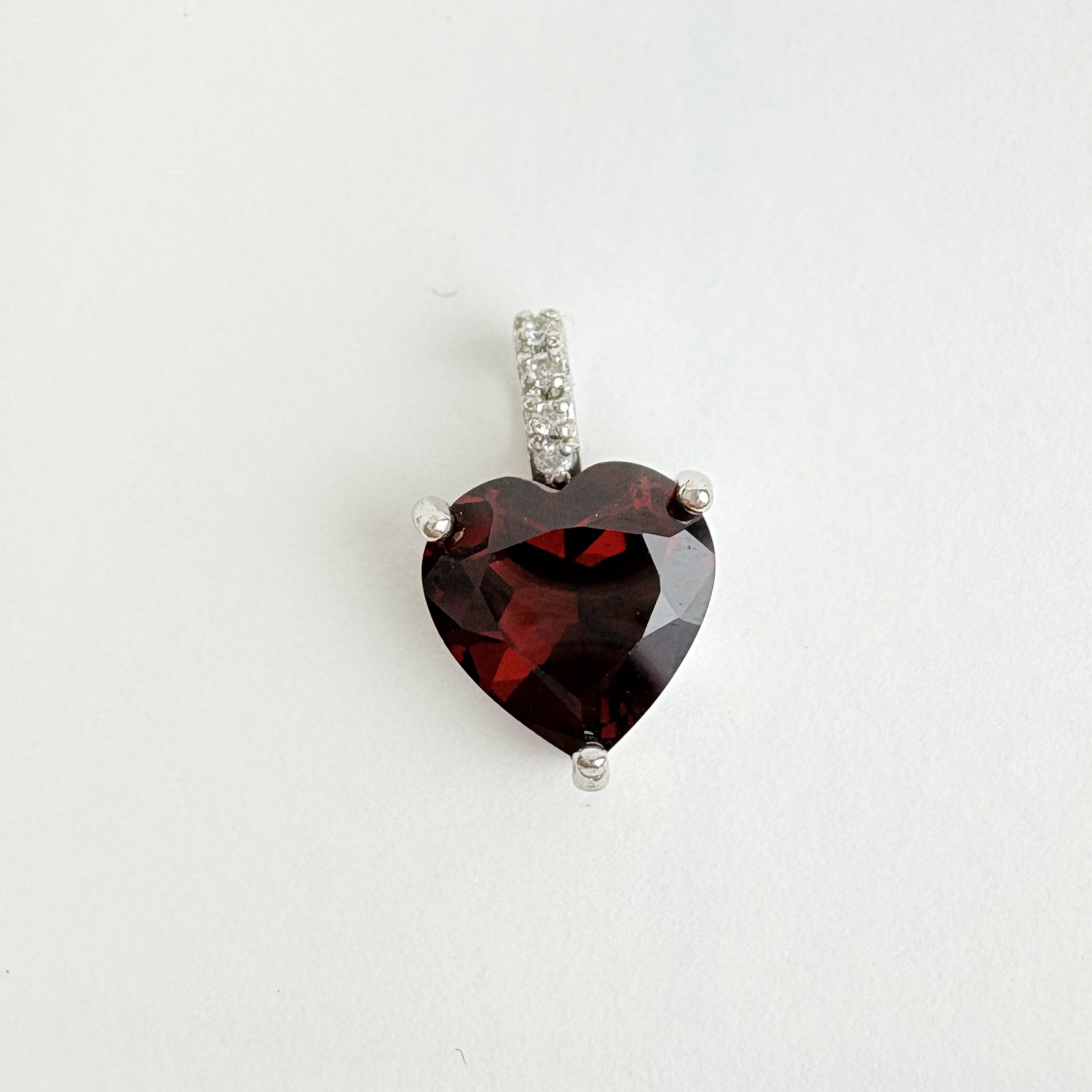Natural Garnet and Natural White Topaz Pendant - January Birthstone