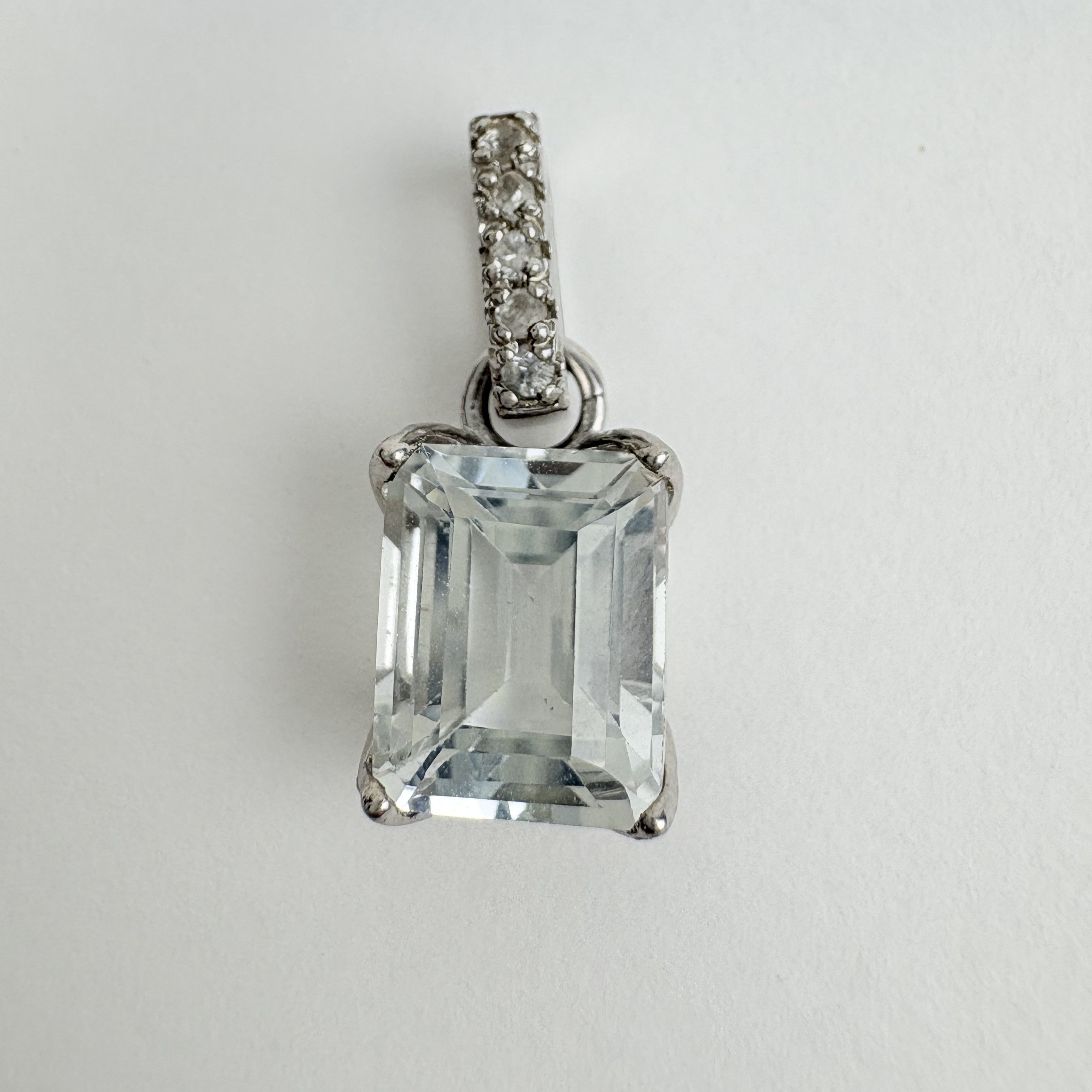 Natural White Blue Topaz and Natural White Topaz Pendant - November Birthstone