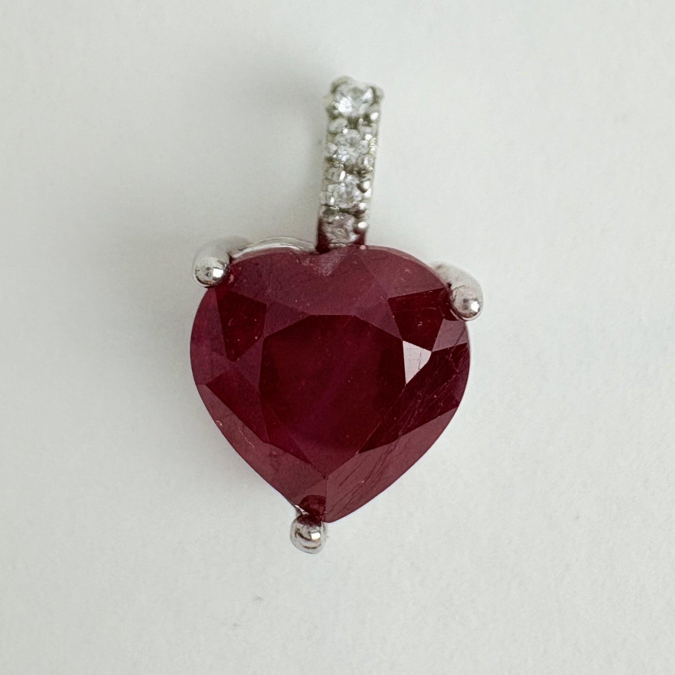 Natural Facted Ruby and Natural White Topaz Pendant - July Birthstone