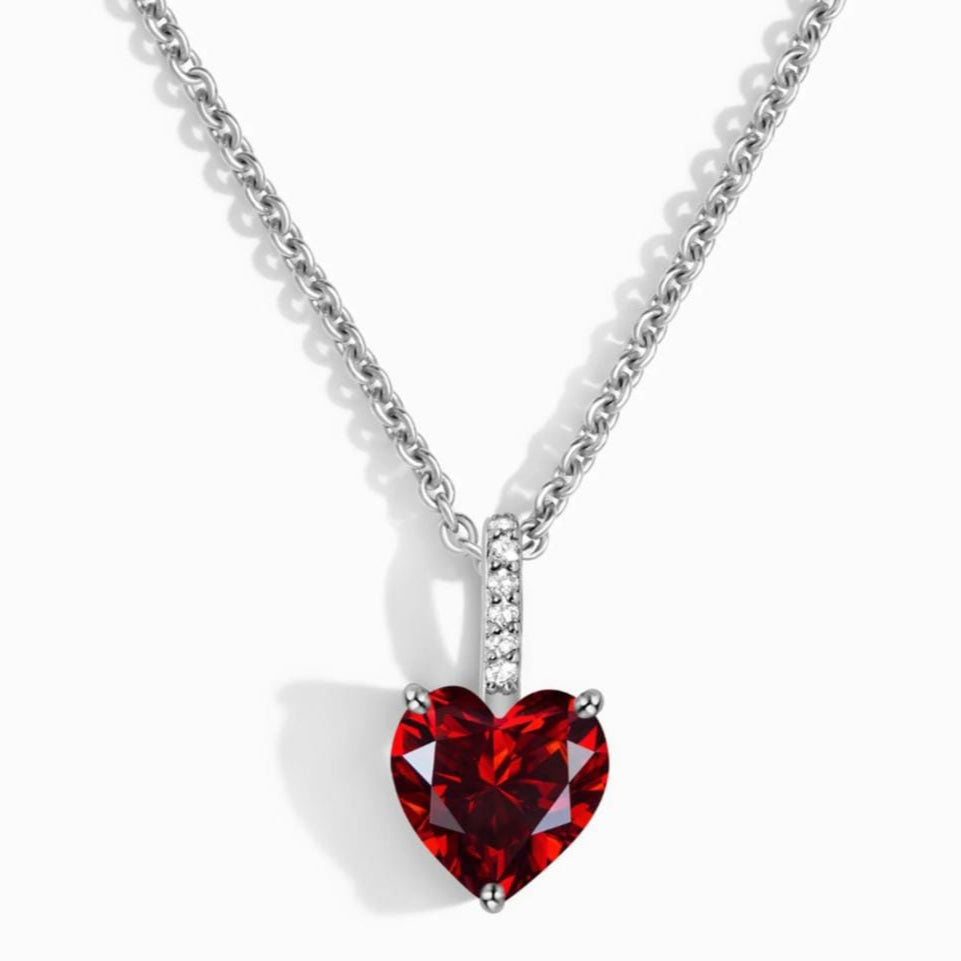 Natural Garnet Pendant with 925 Sterling Silver - Rhodium plating