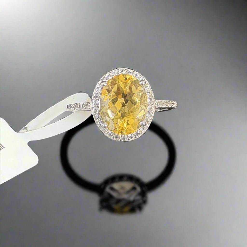 Natural Citrine and Natural White Topaz Ring - November Birthstone