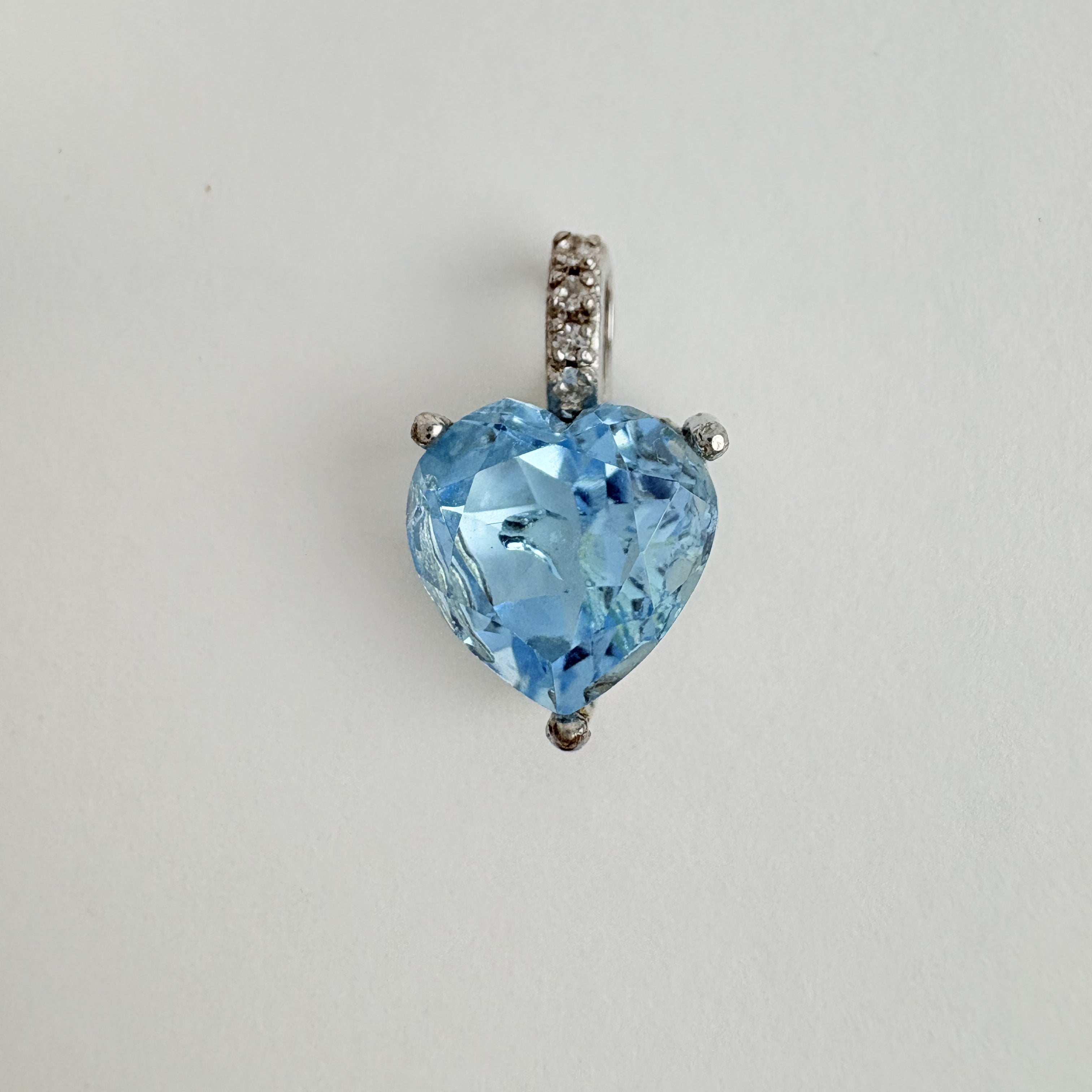Natural Swiss Blue Topaz and Natural White Topaz Pendant - November Birthstone