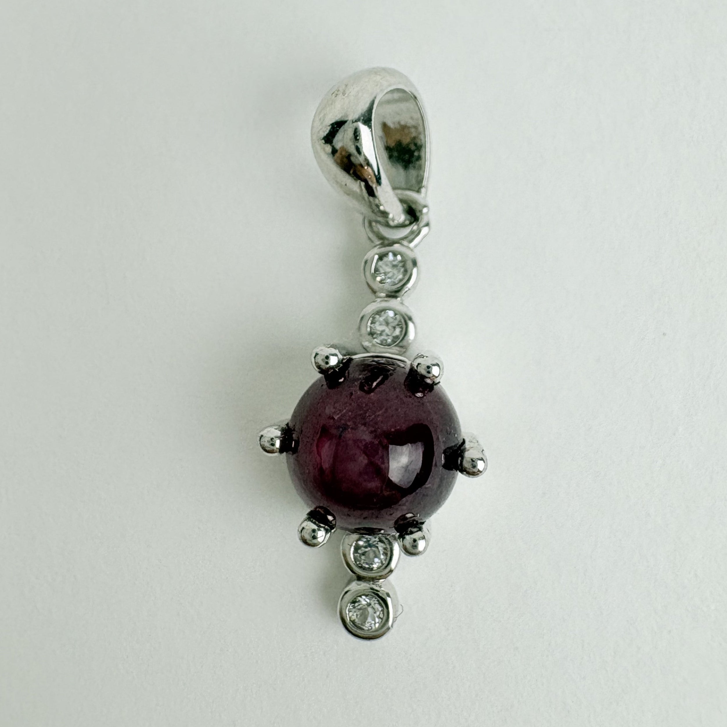 Natural Star Ruby and Natural White Topaz Pendant - July Birthstone