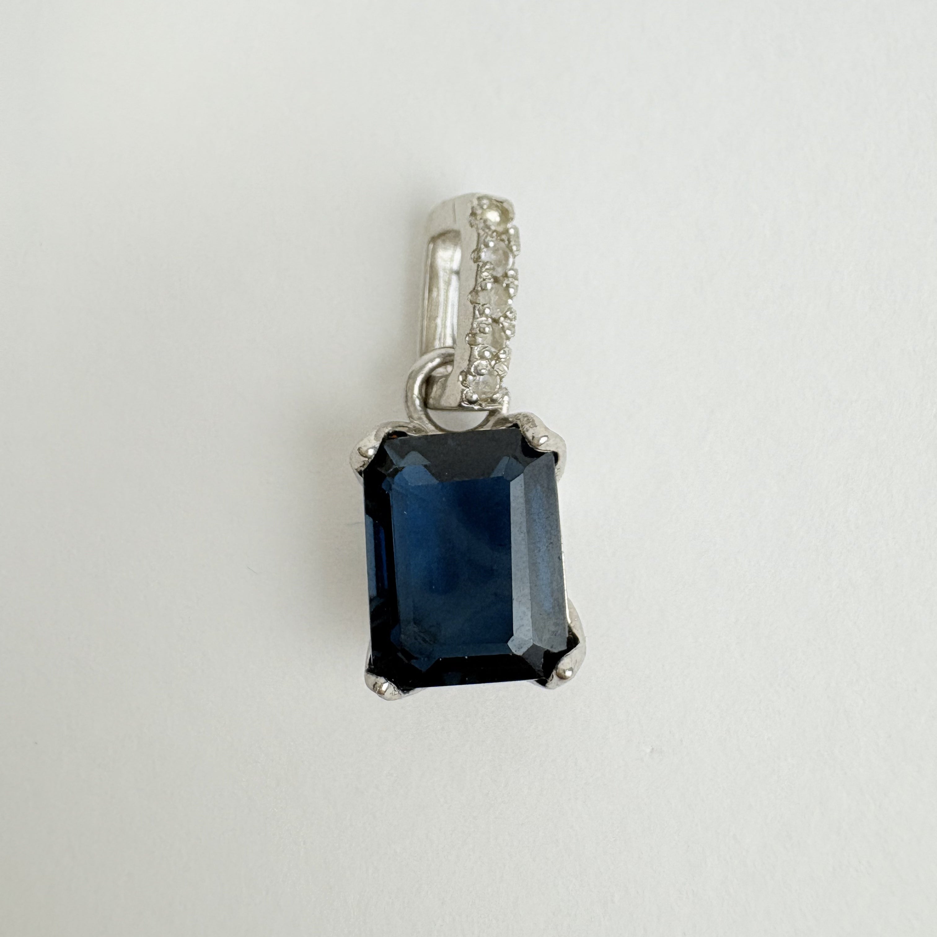 Natural London Blue Topaz and Natural White Topaz Pendant - December Birthstone