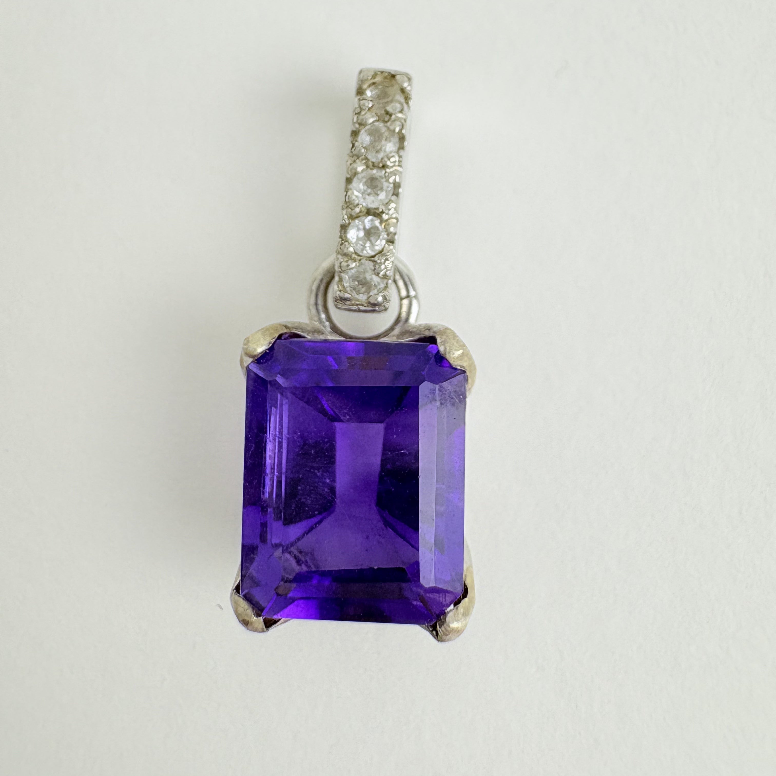Natural Amethyst and Natural White Topaz Pendant - February Birthstone