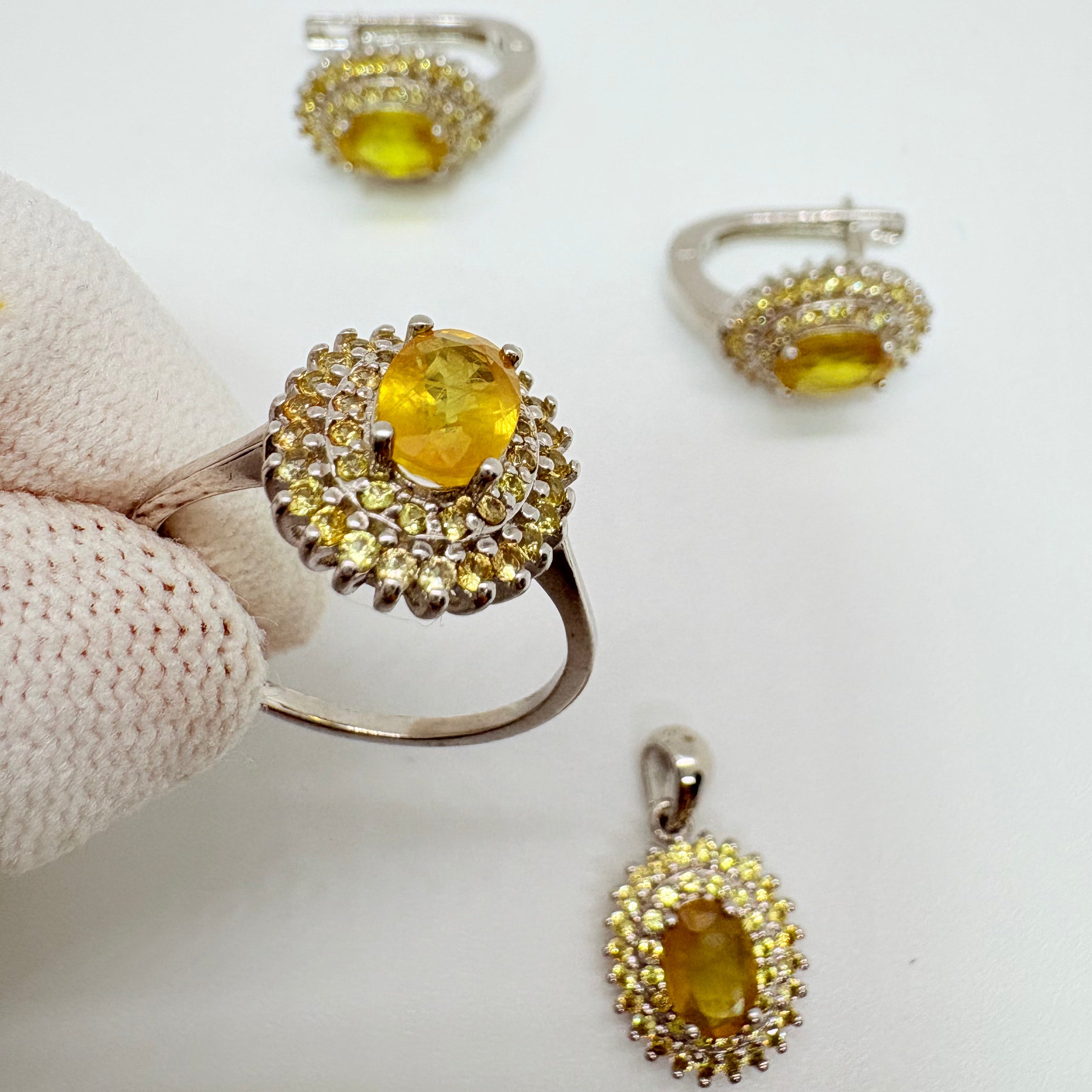 Natural Yellow Sapphire Jewelry Set - November Birthstone