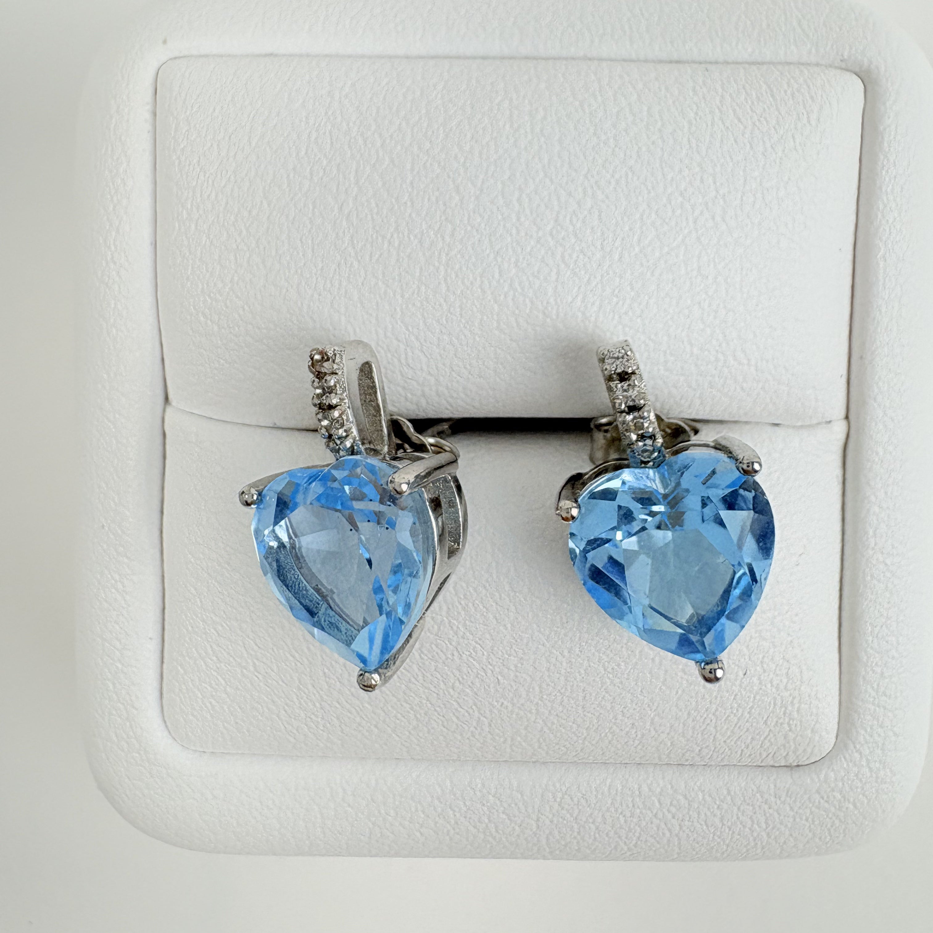 Natural Swiss Blue Topaz and Natural White Topaz Earrings - November Birthstone