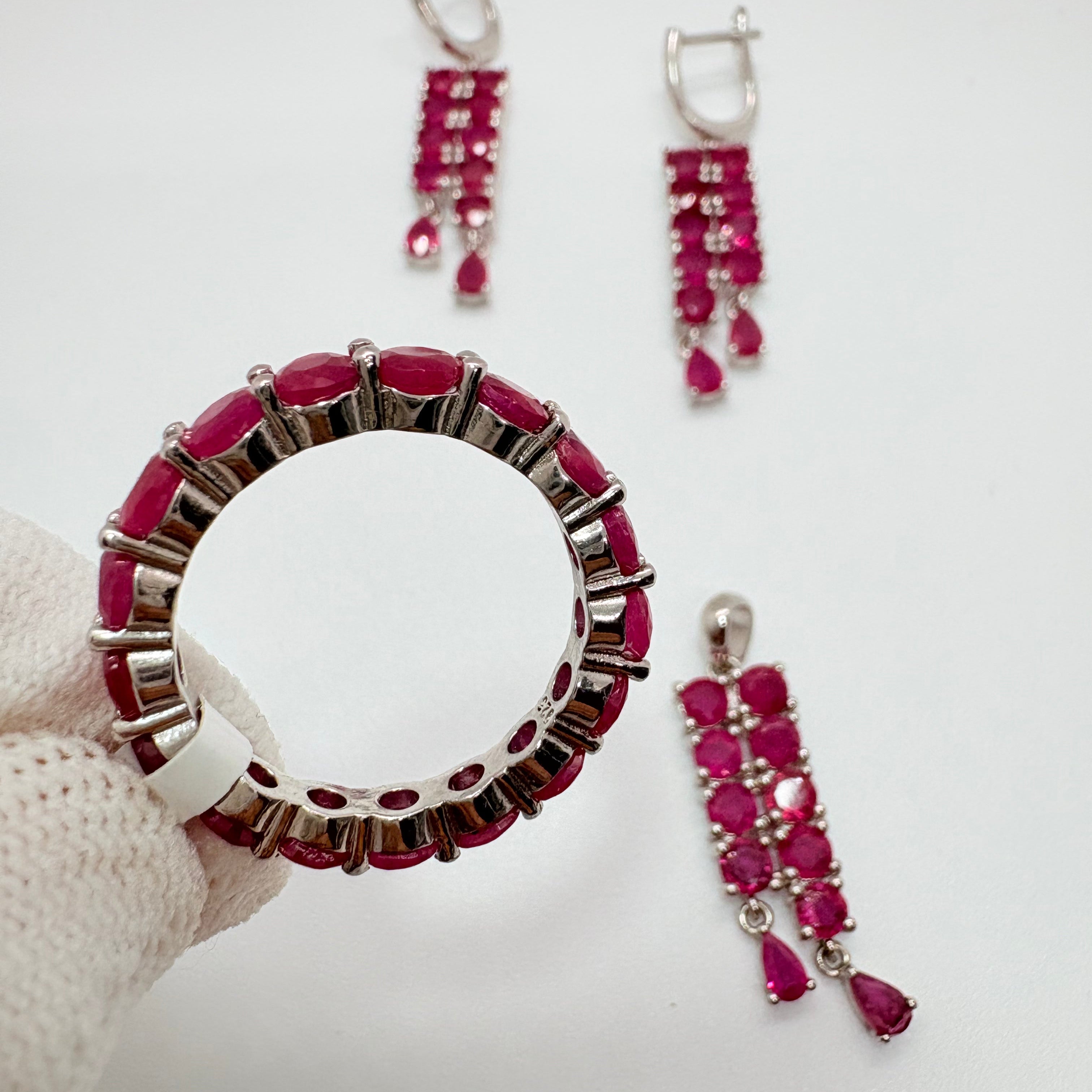 Natural Ruby Jewelry Set - July Birthstone