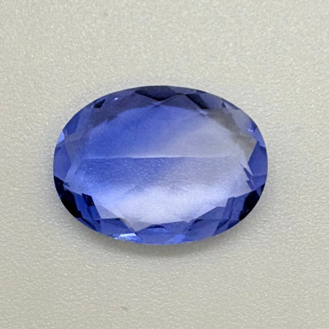 Natural Fluorite Gemstone – Oval Cut, Blue and Purple Banded Stone
