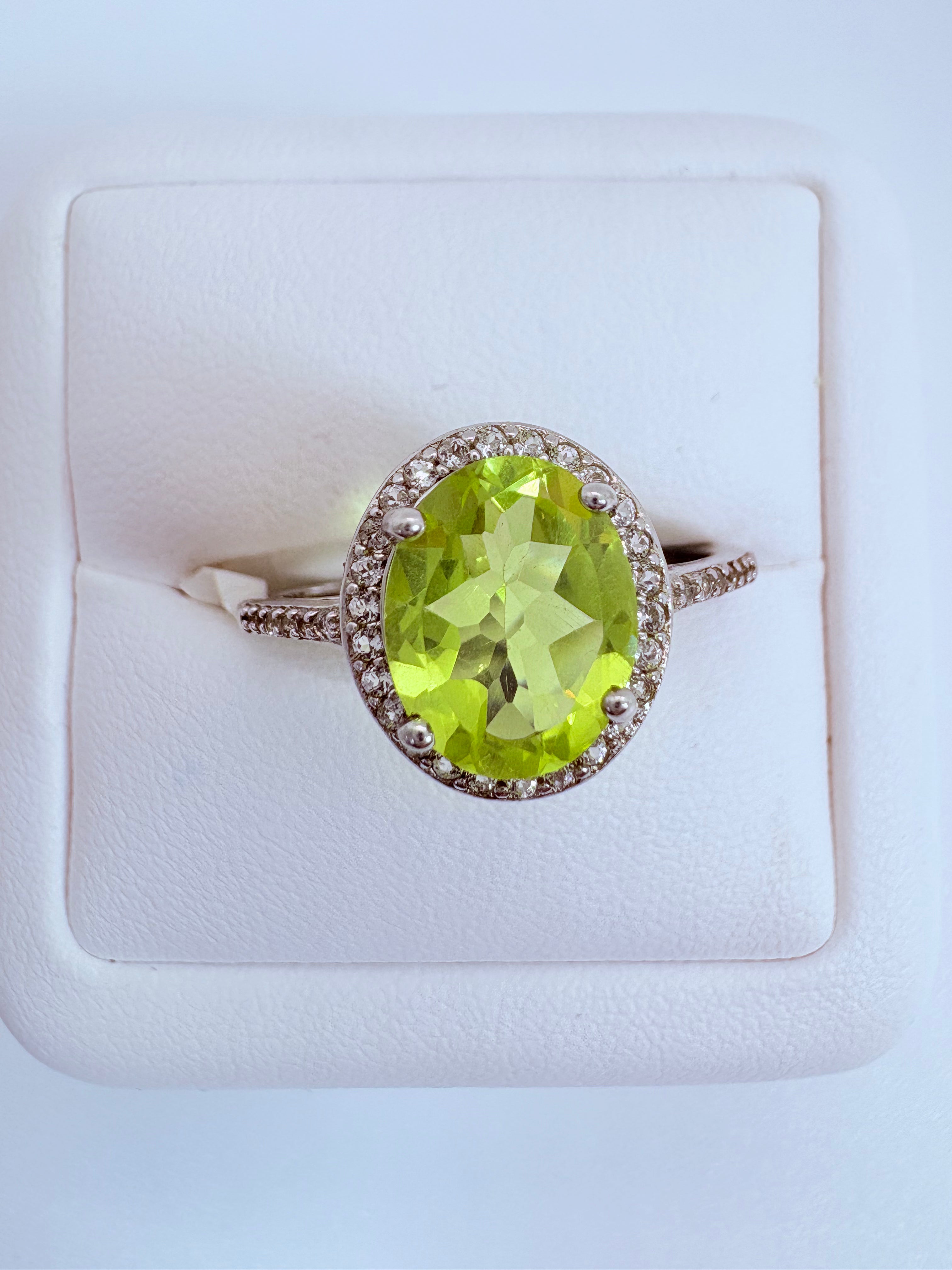 Natural Lemon Quartz and Natural White Topaz Ring - November  Birthstone