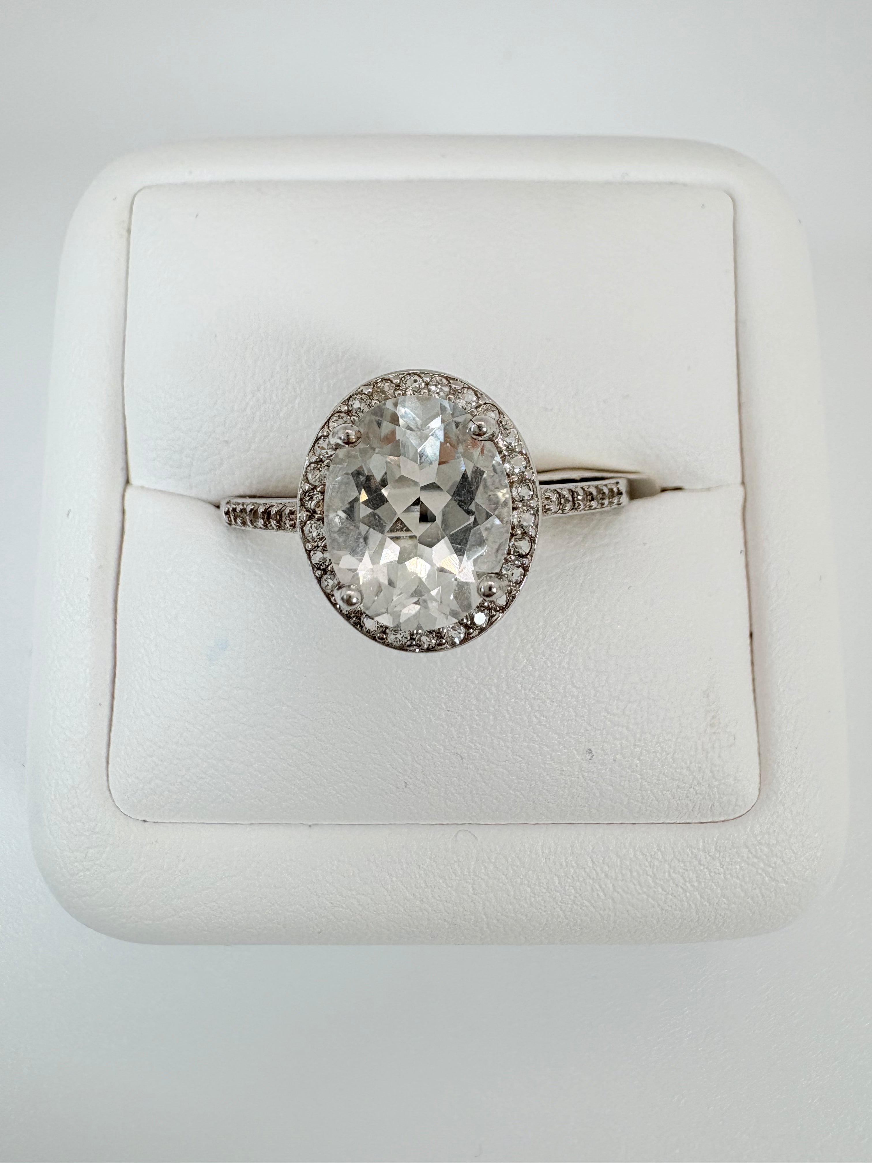 Natural White Blue Topaz and Natural White Topaz Ring - November  Birthstone