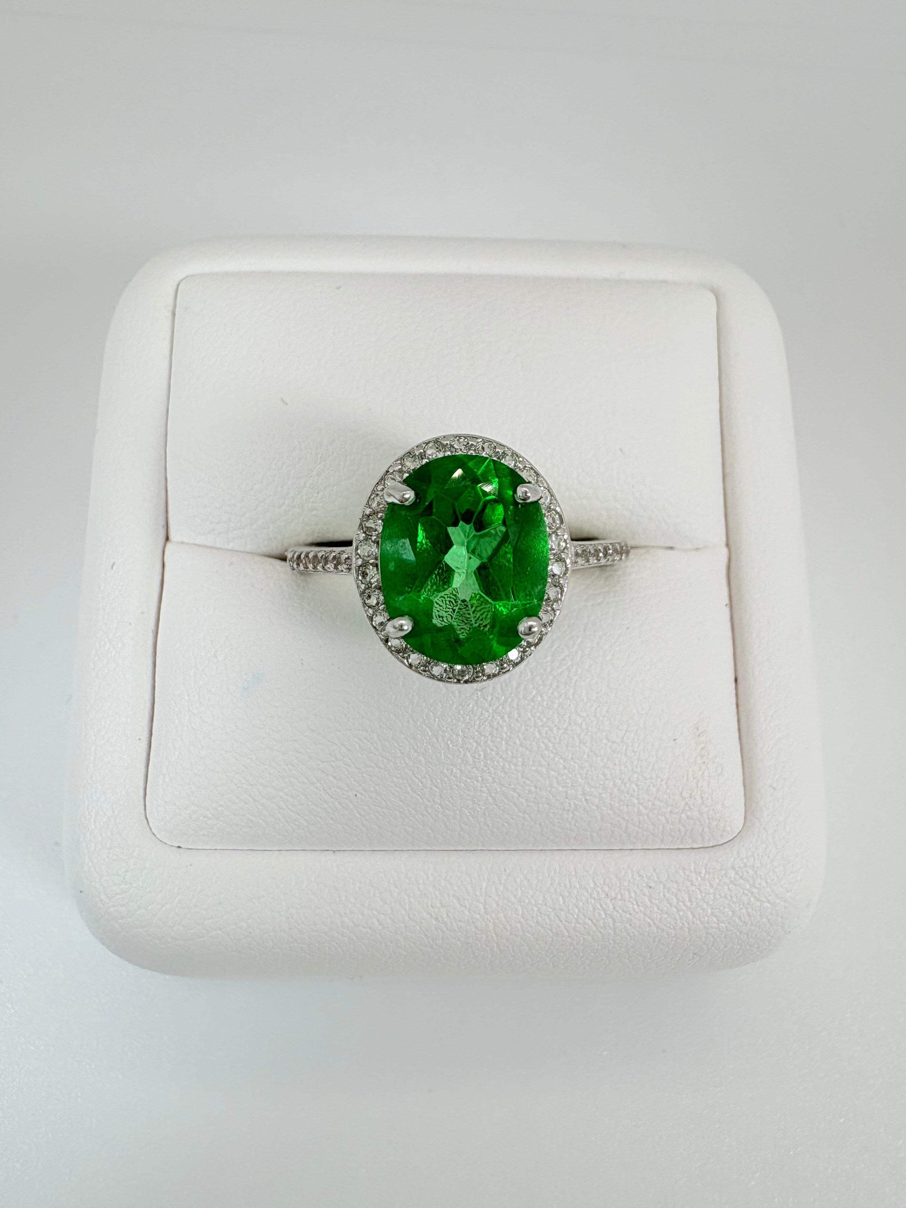 Natural Green Topaz and Natural White Topaz Ring - November Birthstone