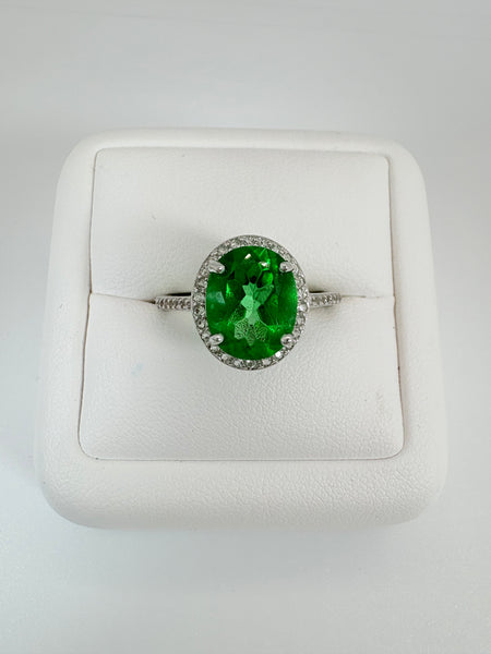 Luckyshine Natural Green Topaz Silver Plated Ring – Round Cut, Classical Style, Sizes 6-10