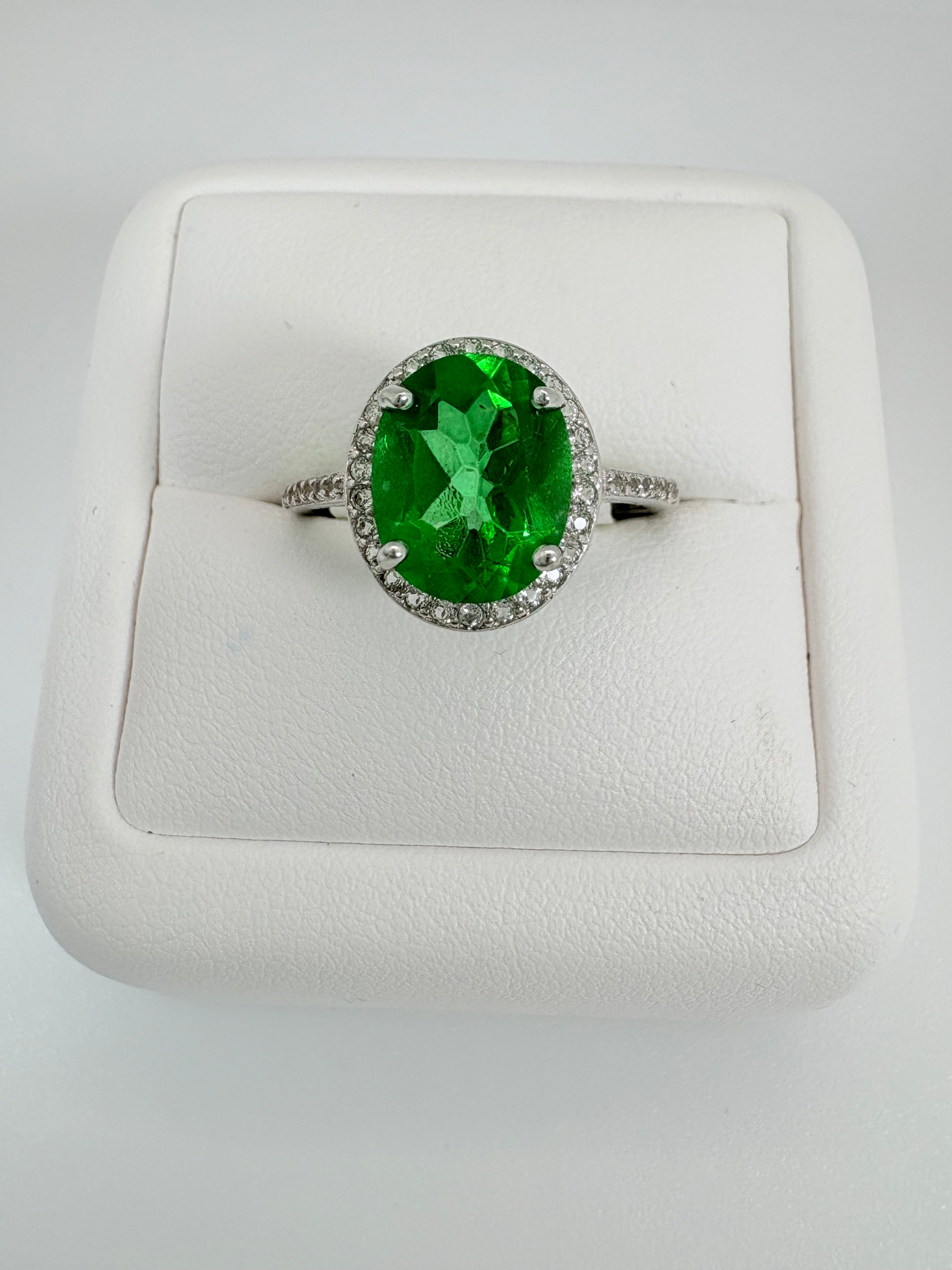Natural Green Topaz and Natural White Topaz Ring - November Birthstone